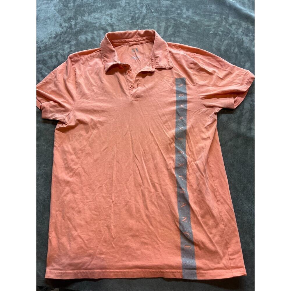 Armani Exchange AX Shirt Mens Medium Peach Casual Polo Short Sleeve